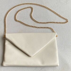 Target Cream Clutch with Gold Chain